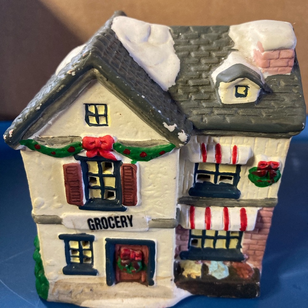 Charming Holiday Christmas Village Grocery House Decor
